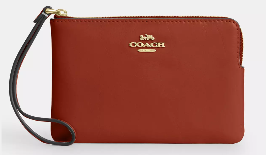 Coach Corner Zip Wristlet — Gold/Cinnamon in Gold/Cinnamon — SAUCY STYLES, Basseterre St Kitts