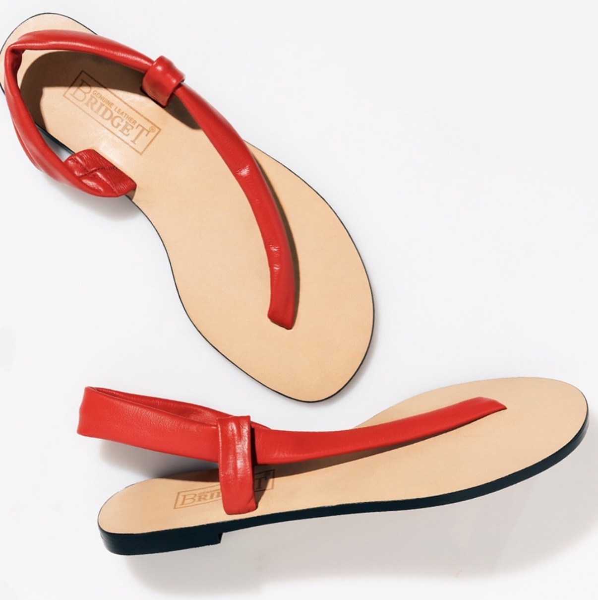 Bridgete Cutaway leather sandal in red