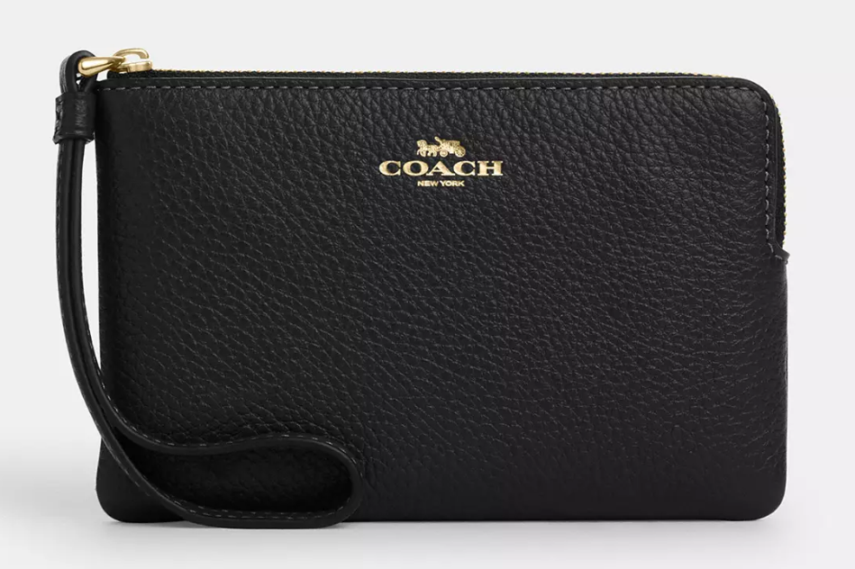 Coach Corner Zip Wristlet — Gold/Black in Gold/Black — SAUCY STYLES, Basseterre St Kitts