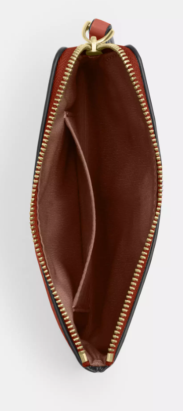 Coach Corner Zip Wristlet in Gold/Cinnamon, interior view