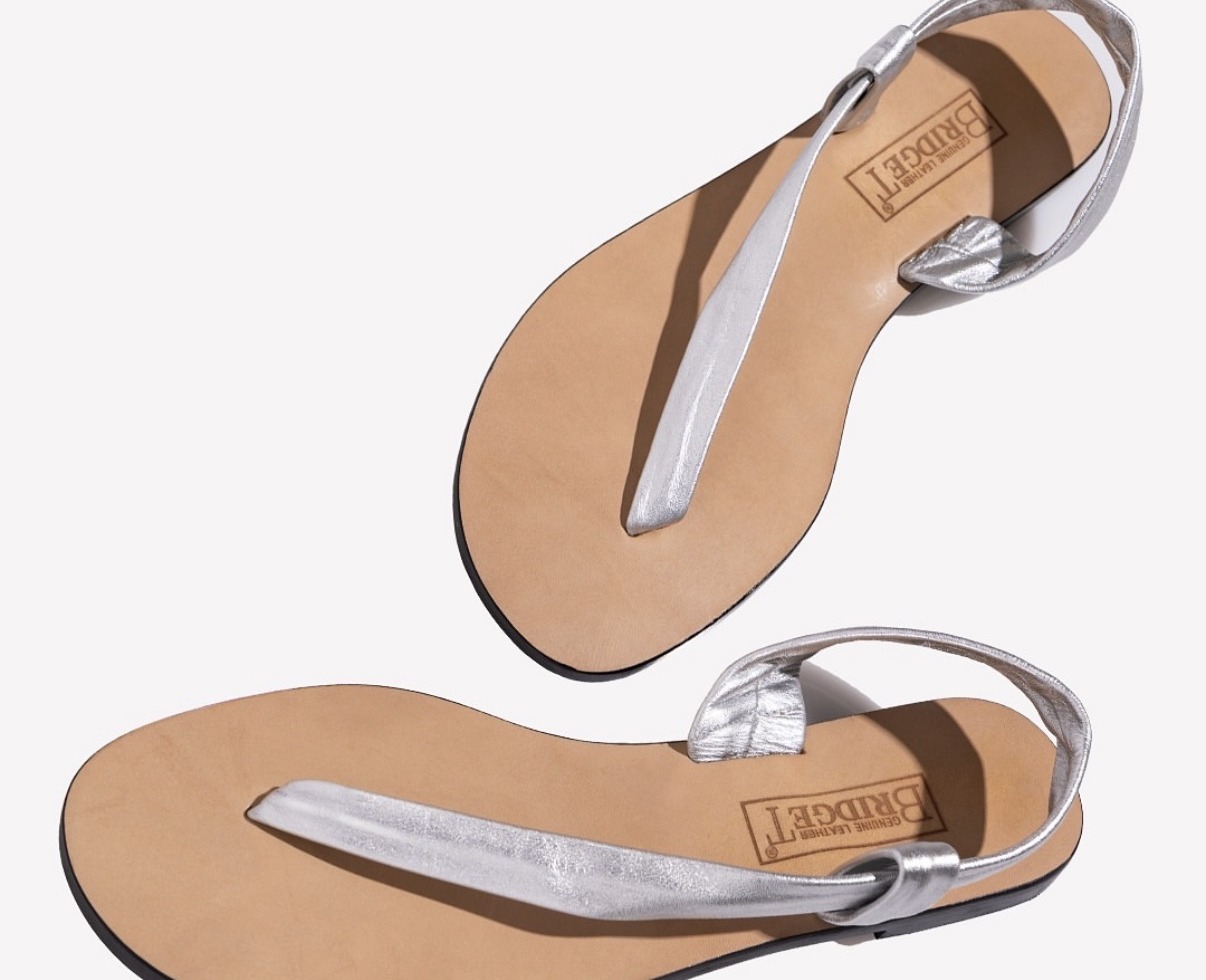 Bridgete Cutaway leather sandal in silver