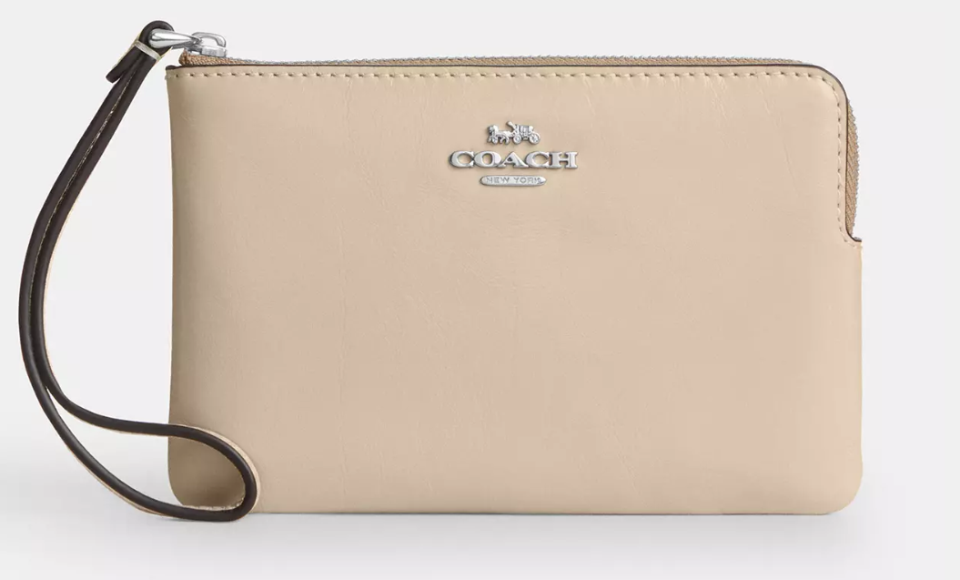 Coach Corner Zip Wristlet — Silver/Ivory in Silver/Ivory — SAUCY STYLES, Basseterre St Kitts