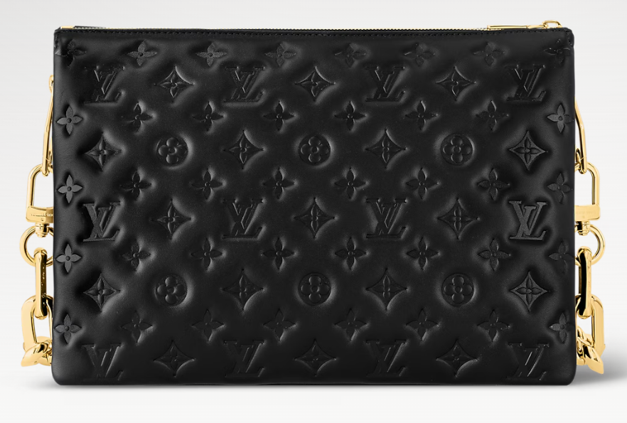 Back view of the Coussin MM puffy embossed monogram leather