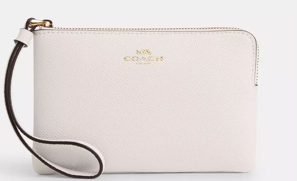 Coach Corner Zip Wristlet — Gold/Chalk in Gold/Chalk — SAUCY STYLES, Basseterre St Kitts